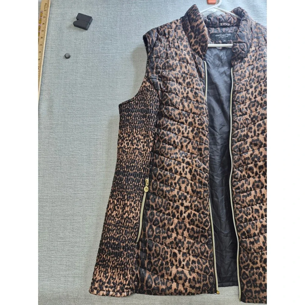 Andrew Marc Puffer Vest Womens 3X Brown Black Lined Mock Neck Winter No Zip